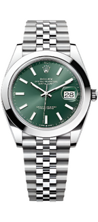 Rolex Steel Datejust 41  - Smooth Bezel - Mint Green Index Dial - Jubilee Bracelet - 126300 mgj