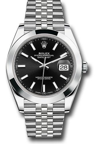 Rolex Steel Datejust 41  - Smooth Bezel - Black Index Dial - Jubilee Bracelet - 126300 bkij