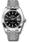 Rolex Steel Datejust 41  - Smooth Bezel - Black Index Dial - Jubilee Bracelet - 126300 bkij