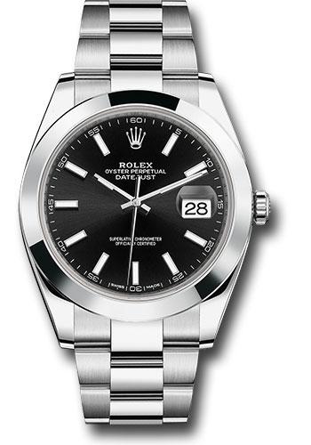 Rolex Steel Datejust 41  - Smooth Bezel - Black Index Dial - Oyster Bracelet - 126300 bkio