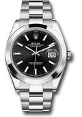 Rolex Steel Datejust 41  - Smooth Bezel - Black Index Dial - Oyster Bracelet - 126300 bkio