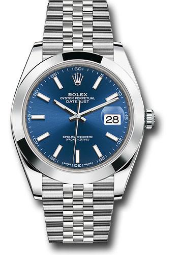 Rolex Steel Datejust 41  - Smooth Bezel - Blue Index Dial - Jubilee Bracelet - 126300 blij