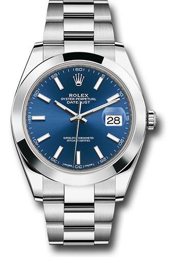 Rolex Steel Datejust 41  - Smooth Bezel - Blue Index Dial - Oyster Bracelet - 126300 blio