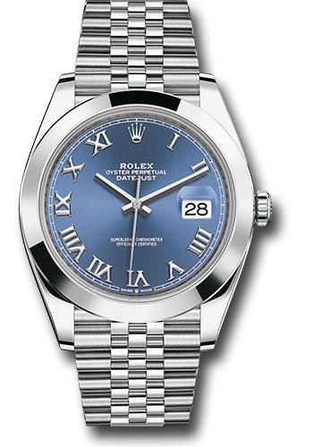 Rolex Steel Datejust 41  - Smooth Bezel - Blue Roman Dial - Jubilee Bracelet - 126300 blrj
