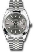 Rolex Steel Datejust 41  - Smooth Bezel - Dark Rhodium Index Dial - Jubilee Bracelet - 126300 dkrij