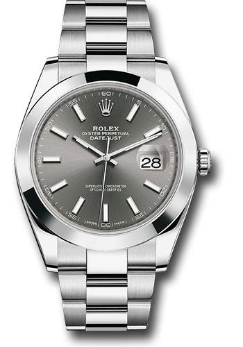 Rolex Steel Datejust 41  - Smooth Bezel - Dark Rhodium Index Dial - Oyster Bracelet - 126300 dkrio