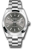 Rolex Steel Datejust 41  - Smooth Bezel - Dark Rhodium Index Dial - Oyster Bracelet - 126300 dkrio