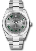 Rolex Steel Datejust 41  - Smooth Bezel - Slate Green Roman Dial - Oyster Bracelet - 126300 slgro