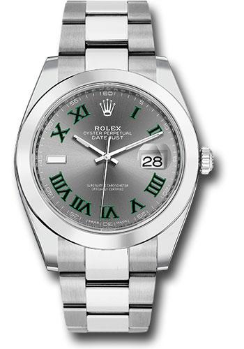 Rolex Steel Datejust 41  - Smooth Bezel - Slate Green Roman Dial - Oyster Bracelet - 126300 slgro