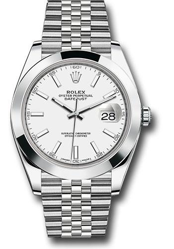 Rolex Steel Datejust 41  - Smooth Bezel - White Index Dial - Jubilee Bracelet - 126300 wij