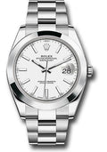 Rolex Steel Datejust 41  - Smooth Bezel - White Index Dial - Oyster Bracelet - 126300 wio