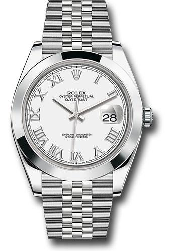 Rolex Steel Datejust 41  - Smooth Bezel - White Roman Dial - Jubilee Bracelet - 126300 wrj