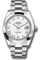 Rolex Steel Datejust 41  - Smooth Bezel - White Roman Dial - Oyster Bracelet - 126300 wro