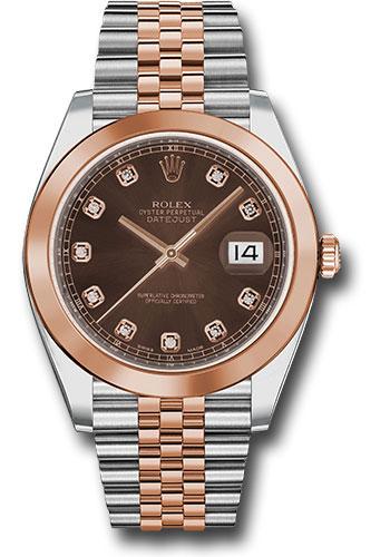 Rolex Steel and Everose Rolesor Datejust 41  - Smooth Bezel - Chocolate Diamond Dial - Jubilee Bracelet - 126301 chodj