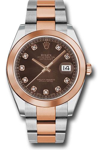 Rolex Steel and Everose Rolesor Datejust 41  - Smooth Bezel - Chocolate Diamond Dial - Oyster Bracelet - 126301 chodo