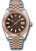 Rolex Steel and Everose Rolesor Datejust 41  - Smooth Bezel - Chocolate Index Dial - Jubilee Bracelet - 126301 choij