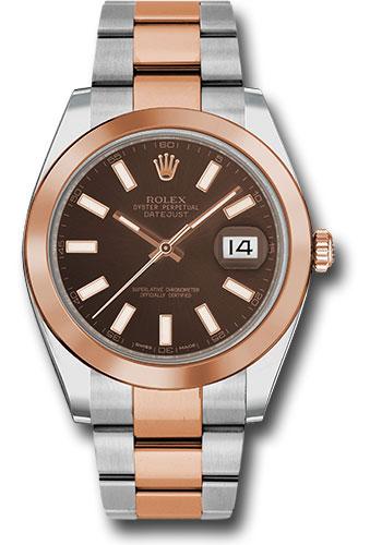 Rolex Steel and Everose Rolesor Datejust 41  - Smooth Bezel - Chocolate Index Dial - Oyster Bracelet - 126301 choio