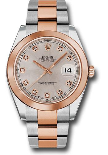 Rolex Steel and Everose Rolesor Datejust 41  - Smooth Bezel - Sundust Diamond Dial - Oyster Bracelet - 126301 sudo