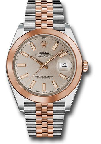 Rolex Steel and Everose Rolesor Datejust 41  - Smooth Bezel - Sundust Index Dial - Jubilee Bracelet - 126301 suij