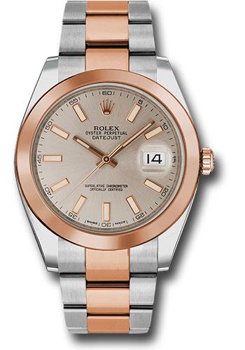 Rolex Steel and Everose Rolesor Datejust 41  - Smooth Bezel - Sundust Index Dial - Oyster Bracelet - 126301 suio