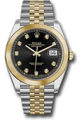 Rolex Steel and Yellow Gold Rolesor Datejust 41  - Smooth Bezel - Black Diamond Dial - Jubilee Bracelet - 126303 bkdj