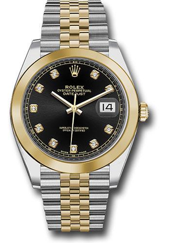 Rolex Steel and Yellow Gold Rolesor Datejust 41  - Smooth Bezel - Black Diamond Dial - Jubilee Bracelet - 126303 bkdj