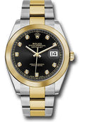 Rolex Steel and Yellow Gold Rolesor Datejust 41  - Smooth Bezel - Black Diamond Dial - Oyster Bracelet - 126303 bkdo