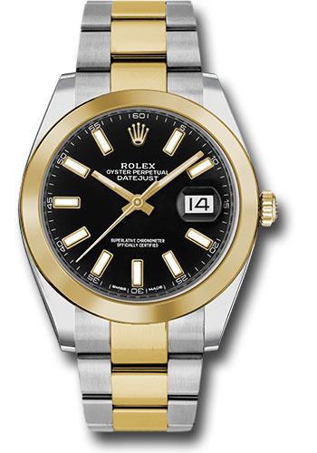 Rolex Steel and Yellow Gold Rolesor Datejust 41  - Smooth Bezel - Black Index Dial - Oyster Bracelet - 126303 bkio