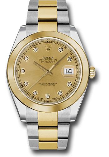 Rolex Steel and Yellow Gold Rolesor Datejust 41  - Smooth Bezel - Champagne Diamond Dial - Oyster Bracelet - 126303 chdo