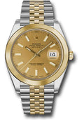 Rolex Steel and Yellow Gold Rolesor Datejust 41  - Smooth Bezel - Champagne Index Dial - Jubilee Bracelet - 126303 chij
