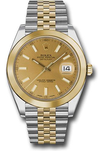 Rolex Steel and Yellow Gold Rolesor Datejust 41  - Smooth Bezel - Champagne Index Dial - Jubilee Bracelet - 126303 chij