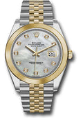 Rolex Steel and Yellow Gold Rolesor Datejust 41  - Smooth Bezel - Mother-of-Pearl Diamond Dial - Jubilee Bracelet - 126303 mdj