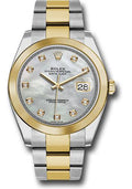 Rolex Steel and Yellow Gold Rolesor Datejust 41  - Smooth Bezel - Mother-of-Pearl Diamond Dial - Oyster Bracelet - 126303 mdo