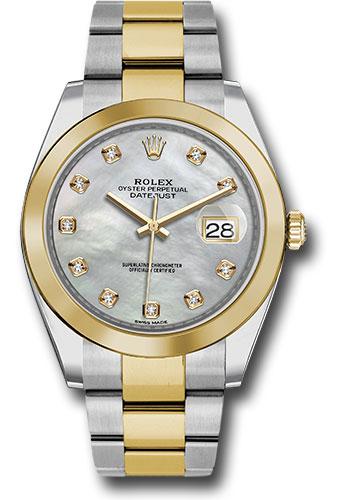 Rolex Steel and Yellow Gold Rolesor Datejust 41  - Smooth Bezel - Mother-of-Pearl Diamond Dial - Oyster Bracelet - 126303 mdo