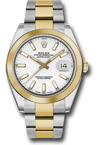 Rolex Steel and Yellow Gold Rolesor Datejust 41  - Smooth Bezel - White Index Dial - Oyster Bracelet - 126303 wio