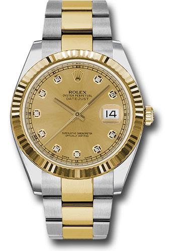 Rolex Steel and Yellow Gold Rolesor Datejust 41  - Champagne Diamond Dial - Oyster Bracelet - 126333 chdo