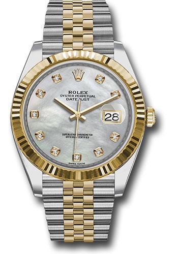 Rolex Steel and Yellow Gold Rolesor Datejust 41  - White Mother-Of-Pearl Diamond Dial - Jubilee Bracelet - 126333 mdj