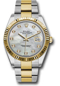 Rolex Steel and Yellow Gold Rolesor Datejust 41  - White Mother-Of-Pearl Diamond Dial - Oyster Bracelet - 126333 mdo