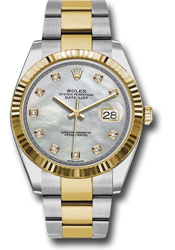 Rolex Steel and Yellow Gold Rolesor Datejust 41  - White Mother-Of-Pearl Diamond Dial - Oyster Bracelet - 126333 mdo
