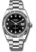 Rolex Steel and White Gold Rolesor Datejust 41  - Black Diamond Dial - Oyster Bracelet - 126334 bkdo