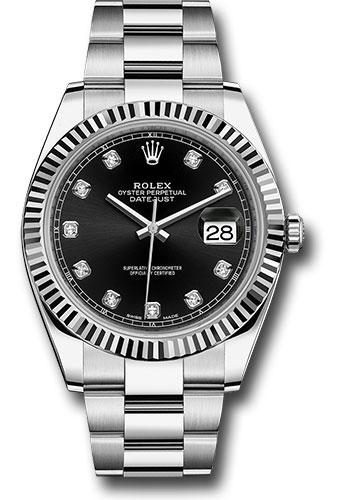 Rolex Steel and White Gold Rolesor Datejust 41  - Black Diamond Dial - Oyster Bracelet - 126334 bkdo