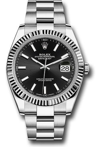 Rolex Steel and White Gold Rolesor Datejust 41  - Black Index Dial - Oyster Bracelet - 126334 bkio