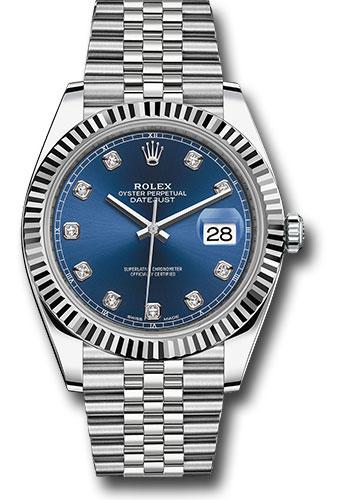 Rolex Steel and White Gold Rolesor Datejust 41  - Blue Diamond Dial - Jubilee Bracelet - 126334 bldj