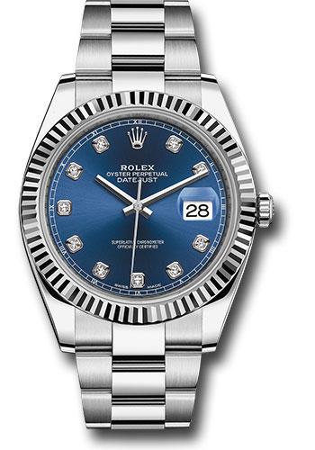 Rolex Steel and White Gold Rolesor Datejust 41  - Blue Diamond Dial - Oyster Bracelet - 126334 bldo