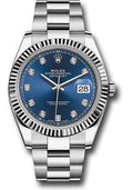 Rolex Steel and White Gold Rolesor Datejust 41  - Blue Diamond Dial - Oyster Bracelet - 126334 bldo
