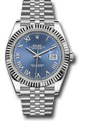 Rolex Steel and White Gold Rolesor Datejust 41  - Blue Roman Dial - Jubilee Bracelet - 126334 blrj