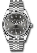 Rolex Steel and White Gold Rolesor Datejust 41  - Dark Rhodium Diamond Dial - Jubilee Bracelet - 126334 dkrdj