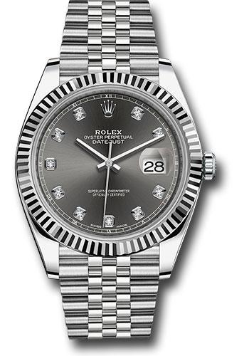 Rolex Steel and White Gold Rolesor Datejust 41  - Dark Rhodium Diamond Dial - Jubilee Bracelet - 126334 dkrdj