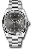 Rolex Steel and White Gold Rolesor Datejust 41  - Dark Rhodium Diamond Dial - Oyster Bracelet - 126334 dkrdo