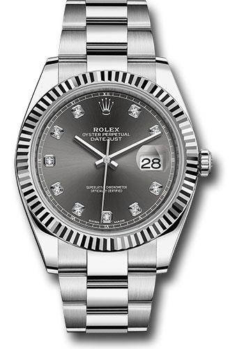 Rolex Steel and White Gold Rolesor Datejust 41  - Dark Rhodium Diamond Dial - Oyster Bracelet - 126334 dkrdo